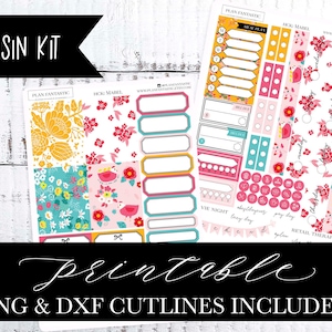 Kit de planificador de primos imprimible Granja Hobonichi Pegatinas semanales Kit de pegatinas DIY PNG DXF Cutlines incluido uso con Silhouette™ o Cricut™