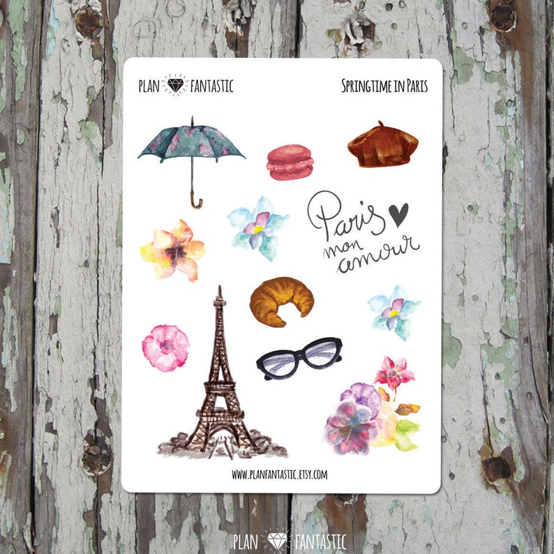 paris planner stickers travel journal deco diary etsy