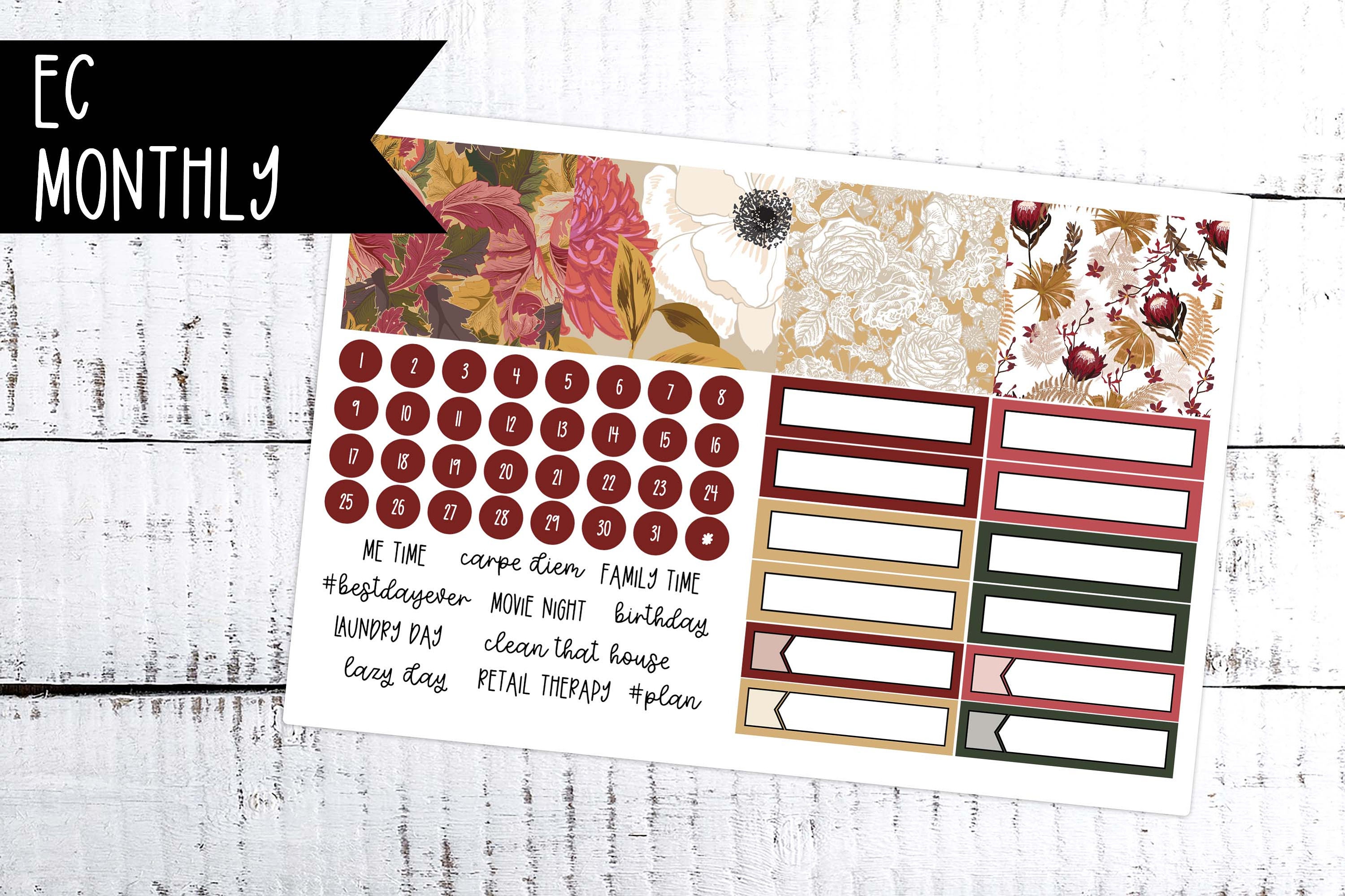 November Monthly Planner Sticker Kit Fall Month on 2 Pages - Etsy