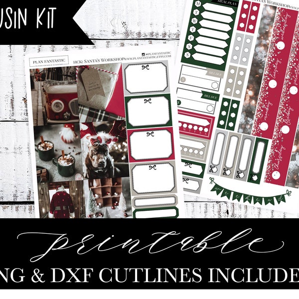 Christmas Cousin Sticker Kit Printaable Hobonichi Planner Kit Weekly PNG DXF Cutlines included for use with Silhouette™ or Cricut™