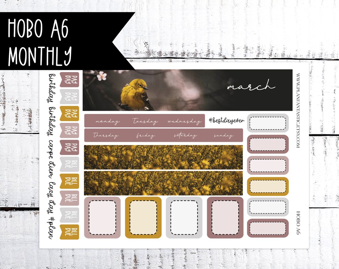March Hobonichi Monthly Stickers Planner Kit for Original A6 Hobo ...