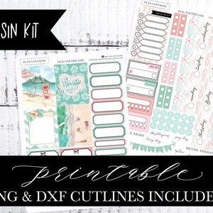 Kit de planejador de primos para impressão Verão Hobonichi Adesivos semanais Kit de adesivos DIY PNG DXF Cutlines incluídos para uso com Silhouette™ ou Cricut™