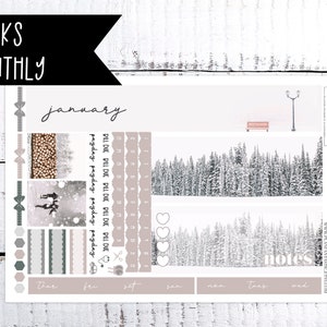 January Hobonichi Weeks Monthly Kit Hobo Sticker Kit Woodland Winter New Year's Planner Stickers boho