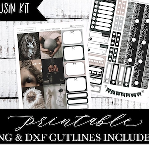 Kit de planejador de primo de Natal para impressão Hobonichi Weekly Kit Pug Xmas PNG DXF Cutlines incluídos para uso com Silhouette™ ou Cricut™