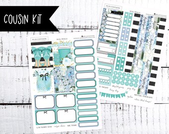 Aqua Spring Hobonichi Cousin Sticker Kit  Holly turquoise Weekly Sticker Kit Minimalist Planner Stickers Hobo TN Sampler