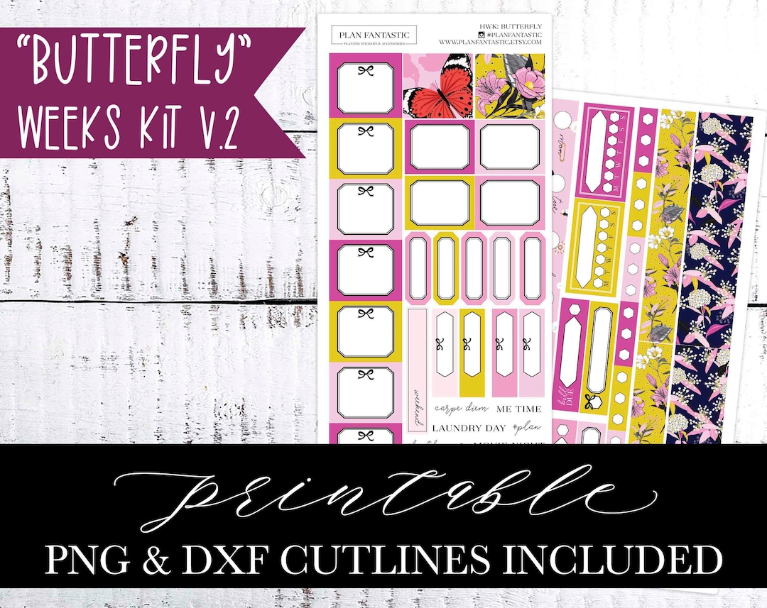 Printable Hobonichi Weeks Planner Sticker Kit Butterfly Weekly Stickers ...