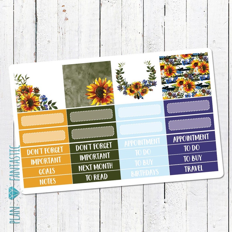 August Monthly Planner Kit Month Calendar Stickers for use with ERIN CONDREN LIFEPLANNER\u2122 Calendar Sunflower Summer