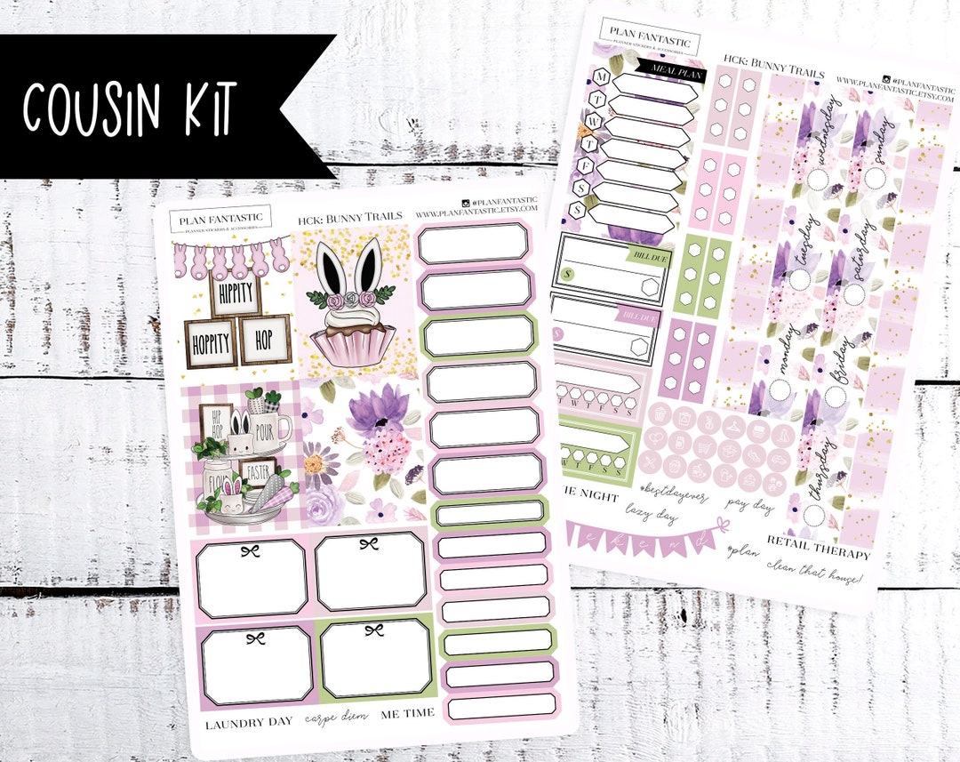Easter Bunny Hobonichi Cousin Sticker Kit Pink Spring Weekly Sticker ...