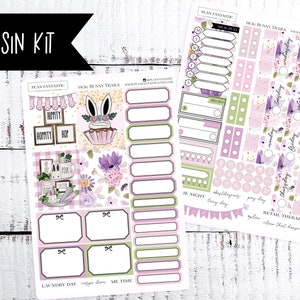 Easter Bunny Hobonichi Cousin Sticker Kit  Pink Spring Weekly Sticker Kit Minimalist Planner Stickers Hobo TN Sampler