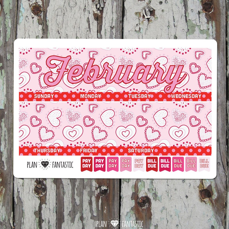 February Monthly Planner Sticker Kit for use with ERIN CONDREN LIFEPLANNER\u2122