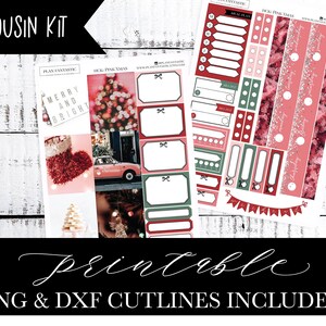 Kit de planejador de primo de Natal para impressão Kit semanal Hobonichi rosa natal PNG DXF Cutlines incluídos para uso com Silhouette™ ou Cricut™