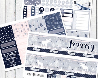 January Monthly Sticker Kit - Monthly Calendar Planner Stickers for use with ERIN CONDREN LIFEPLANNER™ or Recollections Planner