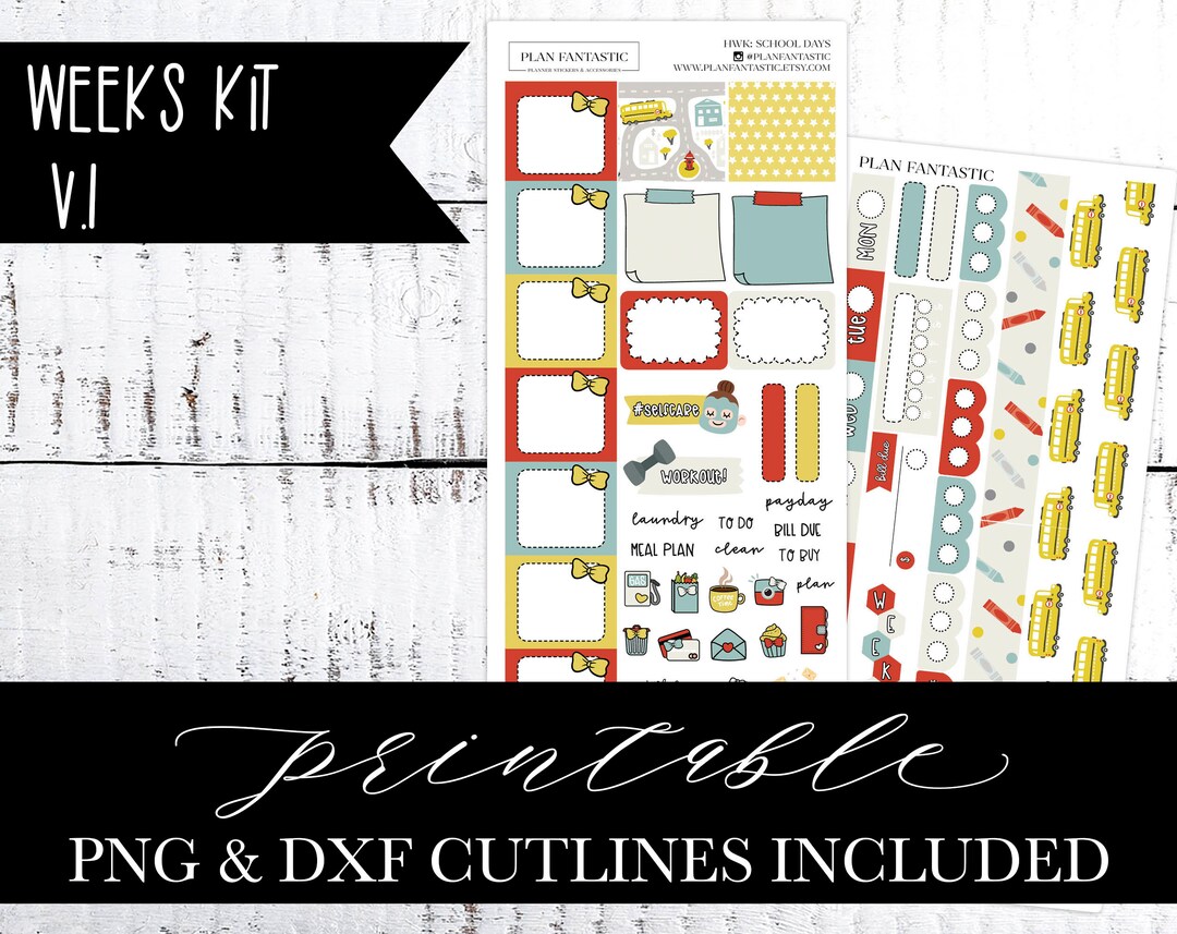 Printable Hobonichi Weeks Planner Sticker Kit Back to School DIY Weekly ...