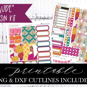 Kit de planejador de primos para impressão Boho Hobonichi Adesivos semanais Kit de adesivos DIY PNG DXF Cutlines incluídos para uso com Silhouette™ ou Cricut™