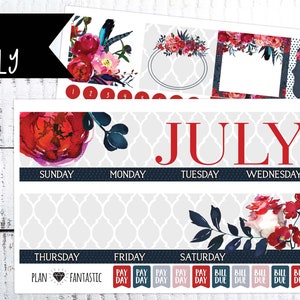 August Monthly Planner Kit Month Calendar Stickers for use with ERIN CONDREN LIFEPLANNER\u2122 Calendar Sunflower Summer