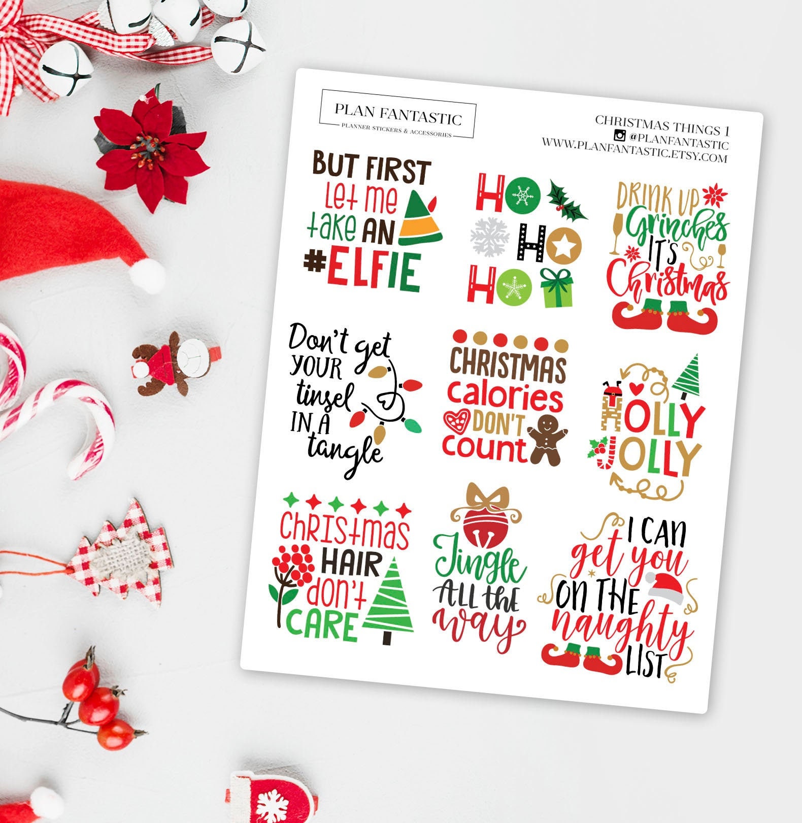 1862~~Christmas Sayings Planner Stickers. 