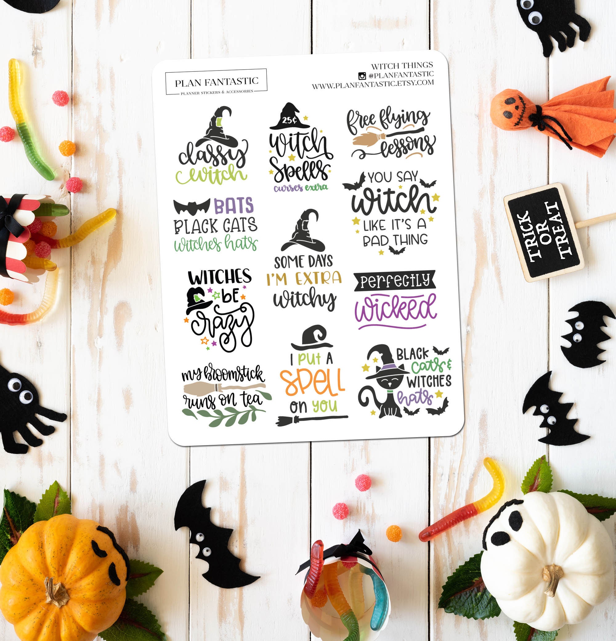 Planner Stickers Halloween Sticker Sheet Happy Planner Bullet Journal ...