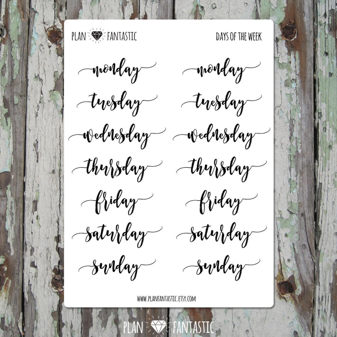 Bullet Journal Stickers Days of the Week Planner Stickers Set 3 Diary