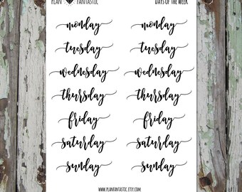 Bullet Journal Stickers - Days of the Week Planner Stickers - Set 3 - diary - hobonichi