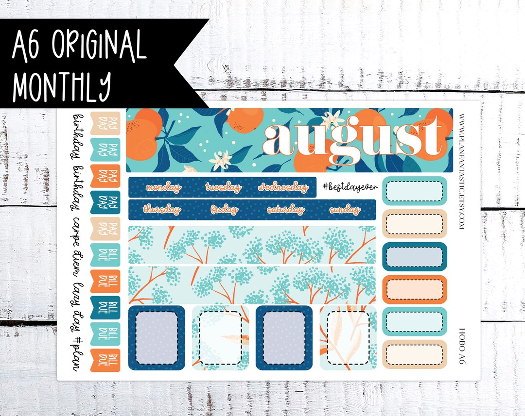 August Hobonichi Original A6 Monthly Kit Planner Stickers Summer ...