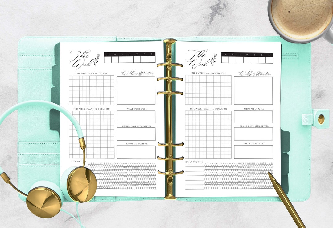 Printable Weekly Planner Insert A5 Size Daily Planner DIY Ring Planning ...