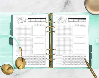 Printable Weekly Planner Insert - A5 Size Daily Planner - DIY - Ring Planning - PDF Print at Home - This Week - Affirmations - Goal Setting