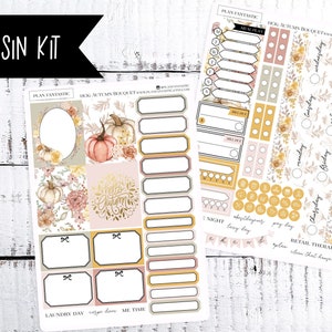 FALL Hobonichi Cousin Sticker Kit  Autumn Pumpkins Weekly Sticker Kit  Thanksgiving  Minimalist Planner Stickers Hobo TN Sampler