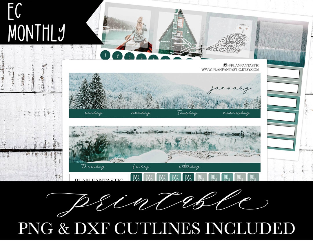 Printable January Planner Sticker Kit Printable Monthly Sticker Winter ...
