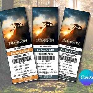 Convite editável para ingresso do filme Como Treinar o Seu Dragão, convite para ingresso do Dragão, convite para festa de aniversário do Treine o Seu Dragão