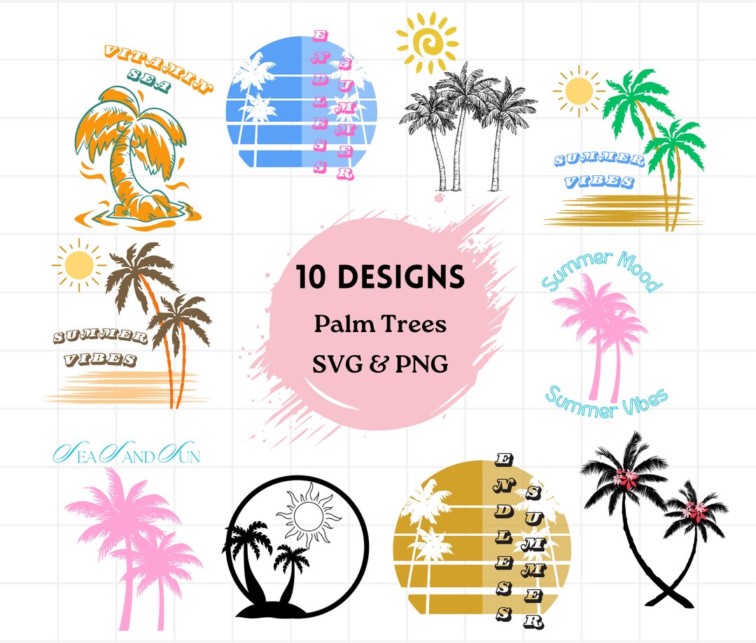 Palm Trees Designs Summer Vibes Design Palm Tree SVG Vitamin Sea SVG ...