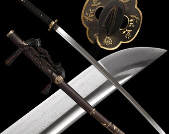 Mahogany katana,All copper accessories Samurai Sword,pattern steel Blade,Handmade Japanese katana Sword,very sharp sword Steel,anime katana