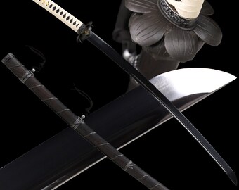 Redwood scabbard katana,All copper fittings Samurai Sword,Baked Black Blade,Handmade Japanese katana Sword,very sharp sword Steel,high grade