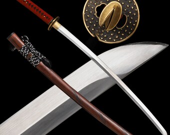 Redwood scabbard katana,Pure copper fittings Samurai Sword,manganese steel Blade,Handmade Japan katana Sword,katana swords real,ninja sword