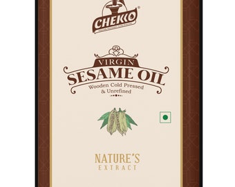 Chekko Cold Pressed Virgin 5L Sesame Oil | 100% Natural, Pure, Non GMO & Wood Pressed 169 FL.Oz for Cooking
