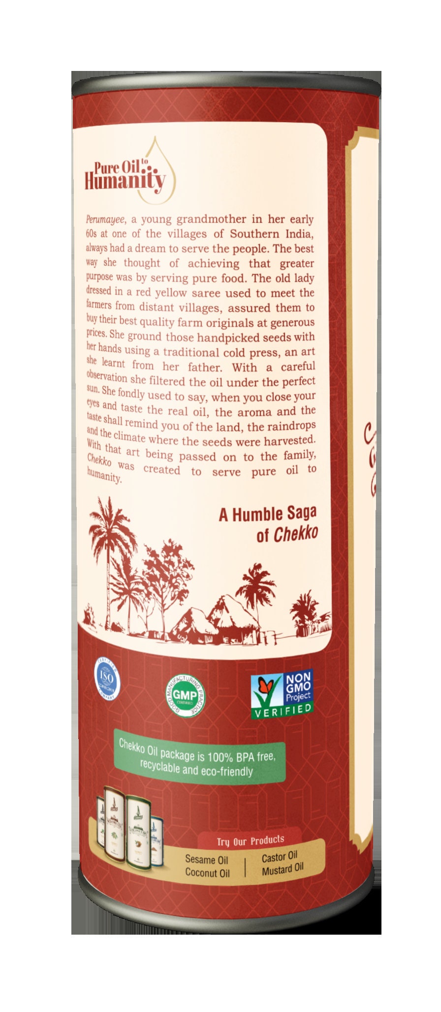 Chekko Cold Pressed Virgin 1L Groundnut / Peanut Oil 100 Natural, Pure