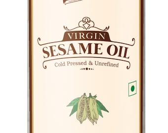 Chekko Cold Pressed Unrefined Sesame Oil 1 L (34 Fl.Oz) | 100% Natural, Pure, Non GMO & Wood Pressed 34 FL.Oz for Cooking