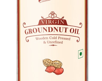 Chekko Cold Pressed Virgin 1L Groundnut / Peanut Oil | 100% Natural, Pure, Non GMO & Wood Pressed 34 FL.Oz for Cooking