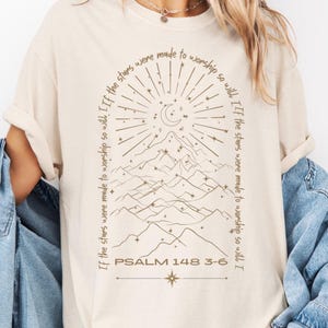 Comfort Colors Bible Verse Celestial Faith T-Shirt, If the Stars Were Made to Worship so Will I, Gift for Christian, Bible Verse Gift