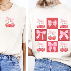 Cherries and Bows Coquette T-Shirt, Cute Cherry Shirt, Cherry Coquette Shirt, Cherry Shirts, Cherries and Bows Shirt, Cute Summer Shirts