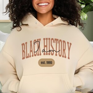 I am Black History University Style Birth Year Personalized Unisex Heavy Blend™ Hoodie, Black History Sweatshirts - Gift for Black Teacher