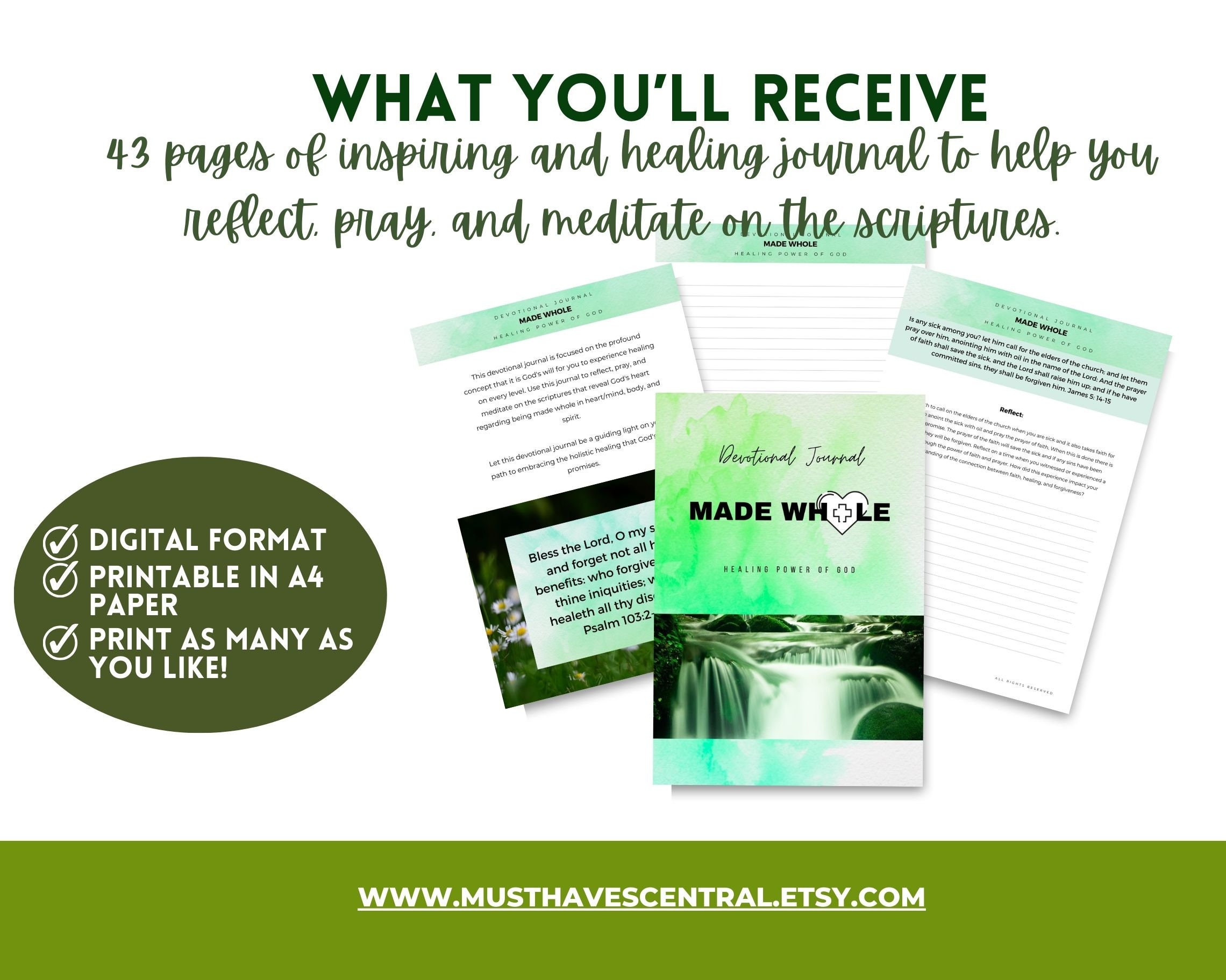 Healing Journal Printable Bible Reflection Digital Bible Journal ...