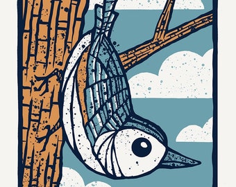 Nuthatch - Screenprinted Art Print