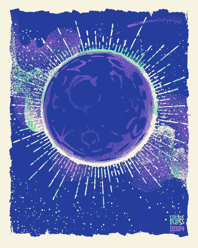 Total Solar Eclipse 2024 VARIANT Screenprinted Art Print image 1