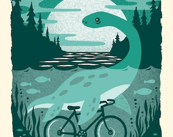 Loch Ness Monster - Screenprinted Art Print