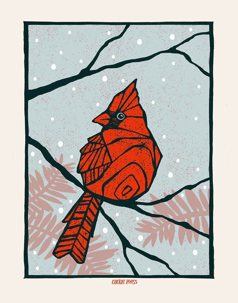 Cardinal - Screenprinted Art Print - Etsy
