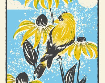 Goldfinch - Screenprinted Art Print