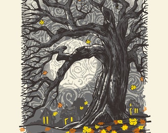 Halloween Tree - Screenprinted Art Print