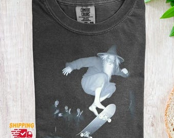 Camiseta de skate Wizard con colores cómodos, camiseta de fantasía para hombre y mujer, camiseta de skater, regalo novedoso