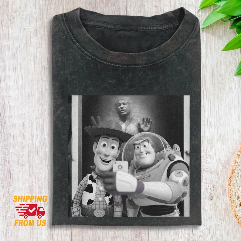 Woody Buzz Selfie Comfort Colors Shirt, Meme Cartoon Tshirt, Washed Dark Humor Tee, Gift For Toy Story Fan