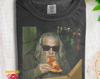 Camiseta Gandalf Mago Pizza Colores Cómodos, Camiseta Gandalf de El Señor de los Anillos, Camiseta de Mago Genial, Regalo para Amantes de la Pizza